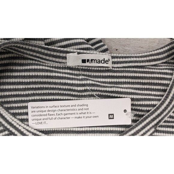 Lamade Womens Size Medium Gray  Striped V Neck Long Sleeve Sweater Dress Stretch - Picture 6 of 7